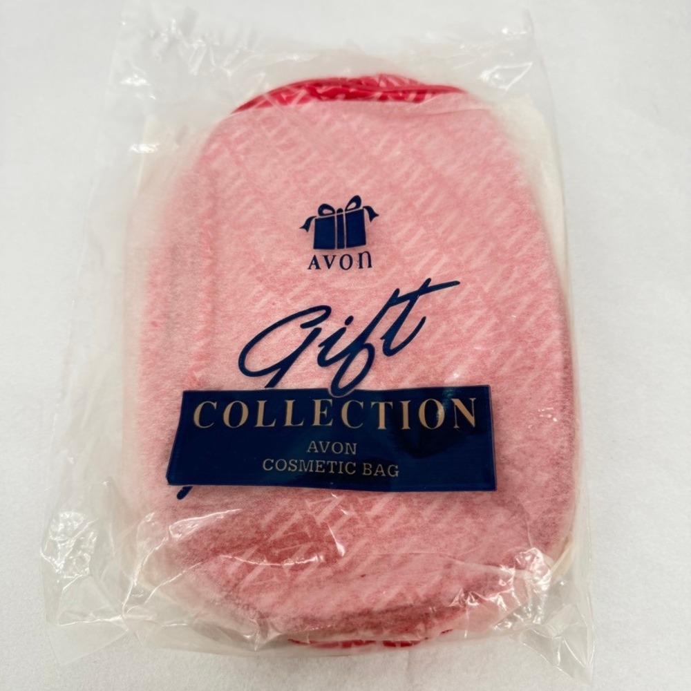 Avon Cosmetic Bag Gift Collection Pink Patterned Vintage 1993 Travel V Logo NEW